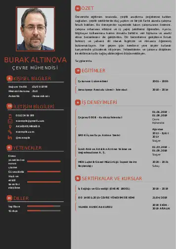 Çevre Mühendisi CV Örnekleri cv indir